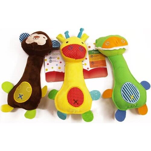 New Party gifts Dog Toys Pet Puppy Chew Squeaker Squeaky Plush Sound Cartoon dinosaur/Deer/Monkey Toys small pet gift
