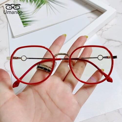 Umanco Fashion Round Anti Blue Light Glasses for Women Men Metal Optical Eyeglasses Frame Myopia Spectacles 0 Diopter Eyewear