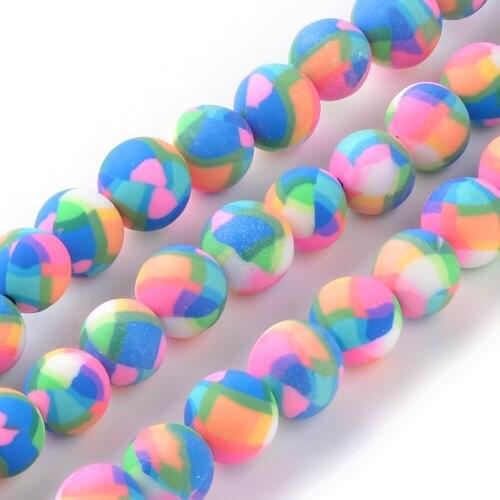 About 44pcs/strand Polymer Clay Round Bead Strands Colorful for Jewelry Making Bracelets DIY Supplies 8~9 mm Bead Hole 1.5mm
