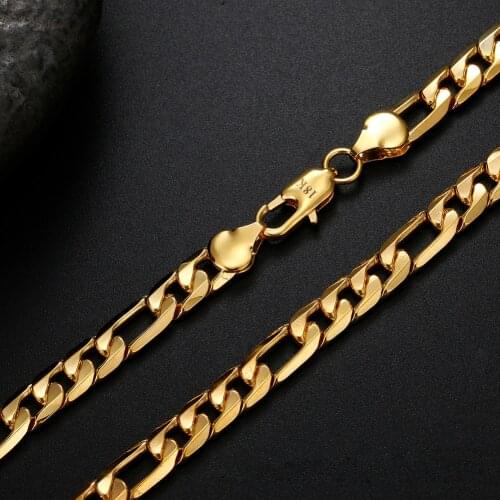 Hot new 18K gold Necklaces 20 Inches Classic 8MM sideways chain Necklace for Men fashion Jewelrys Gifts Wedding party