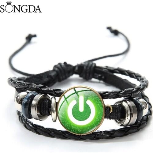 Personalized New Computer Button Leather Bracelets Art Photo Glass Cabochon Multi-layer Adjustable High Quality Bangles Jewelry