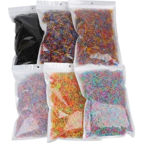 1000 pcs/lot Random Fashion Mixed Colors Small Circle Hair Accessories for Girls Women Natural Strong Elastic Rubber Bands