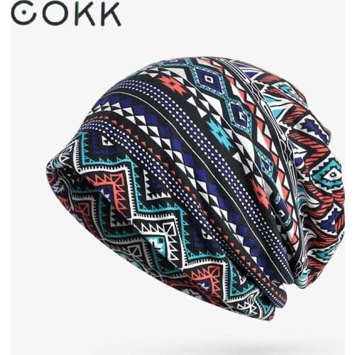 COKK Turban Hat Female Womens Winter Hats For Men Skullies Beanies Plaid Pattern Winter Beanie Bonnet Femme Gorros Knitted Cap