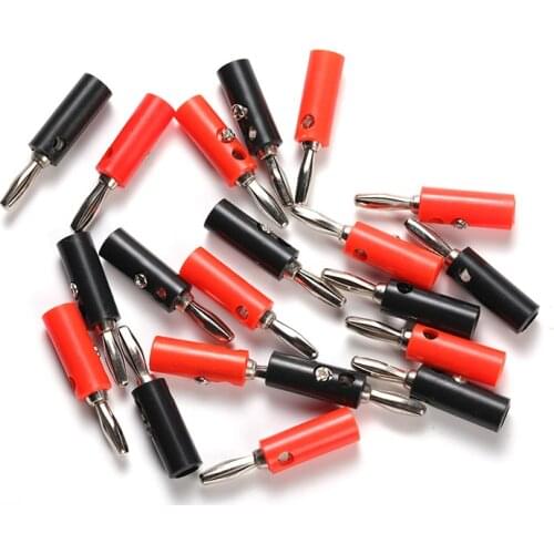 10PCS New 4mm Banana Plug Connector Jack Screw-type Banana Head Black and Red Color 4 Leaf Banana Socket
