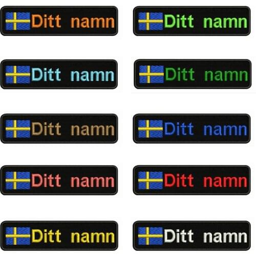 Swedish flag Sweden 10X2.5cm Embroidery Custom Name Text Patch Stripes badge Iron On Or Velcro Backing Patches For Clothes