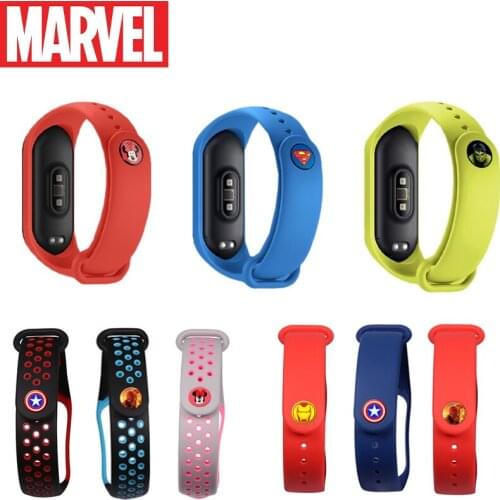 Disney Mickey Spiderman Anime Silicone Strap for Xiaomi Mi Band 3 4 Watch Band Creative Graffiti Silicone Bracelet Wristband