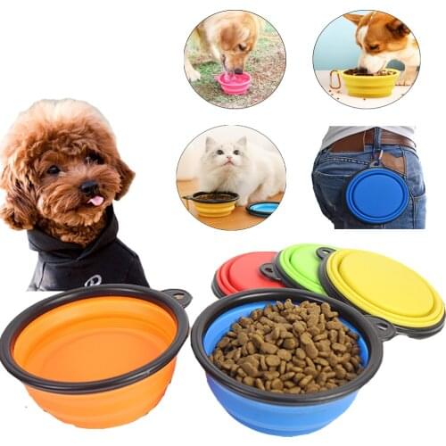 Pet Dog Bowl Foldable Eco Silicone Bowl for Dogs Outdoor Food Water Feeder Travel Portable Feeding Bowls Pet Cat Dog Accessories