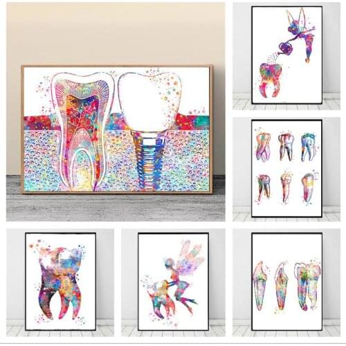 Dental Art Tooth Fairy Canvas Painting Wall Art Posters and Prints Dental Hygienist Teeth Wall Art Pictures Clinic Decoration