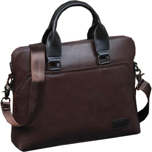 Luxury Laptop Handbag Thicken Leather Male Bags Vintage Business Top handle Bag Fashion Men Solid Shoulder Mens Casual Tote Bag