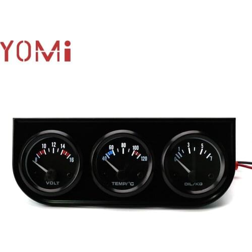 YOMI 52mm Triple Electrial Gauge Kit Water Temp Gauge+Oil press+Voltmeter Temperature Sensor Car Meter YC101266