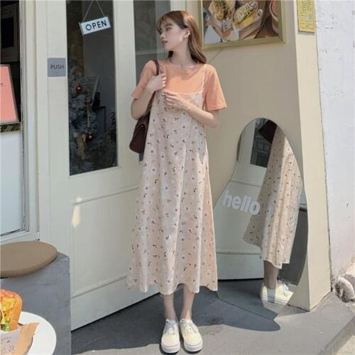 New Ladies Flower Pattern Hanging Wide Loose Dress Square Collar Lace Slim Fit Sexy Slim Skirt Women 2020