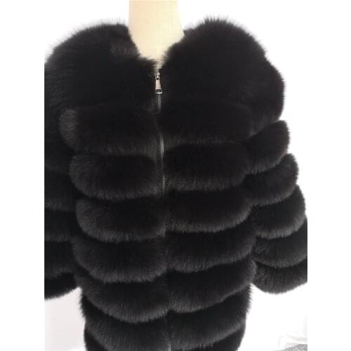 Fox Fur Coat Women Real Fur Medium Jacket Natural Fur Winter Jacket Female O-Neck 2020 NEW Blue Fox Fur Coat Genuine Fur Jacket