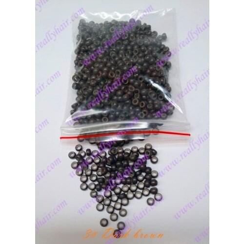 1000pcs Dark brown silicone micro nano bead with silicone line for Nano Hair Extensions tool kit 7 Colors Optional