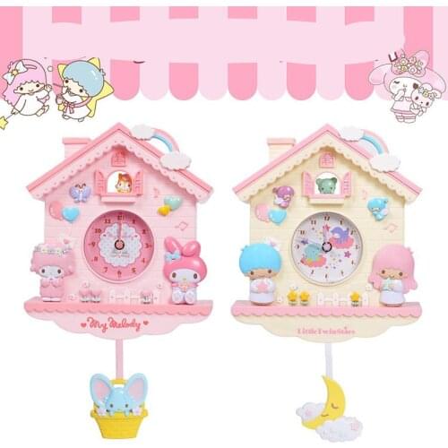 12 Inches Cartoon Big Wall Clock Swing Wall Hanging Clocks for Girls Children Room Teen Room Decoration Bedroom Home Living