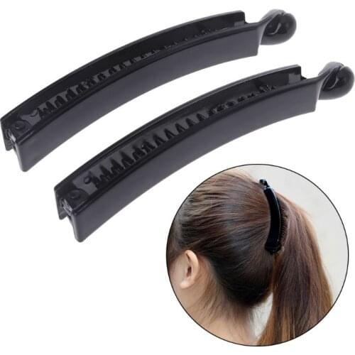 2 Pieces 10 cm Banana Hair Clips Black Square Head Plastic Barrette Ponytail Holder