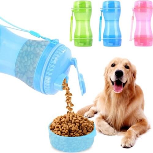 2020 New Pet Dog Water Bottle Food Container For Small Large Dogs 2 in 1 Travel Drinking Bowl Outdoor Pet Water Dispenser Feeder