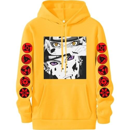 2021 Japanese Anim Akatsuki Cloud Symbol Pullover Hoodie Men Hoodies Streetwear Men Print Yellow Oversized Hooded Sweatshirt