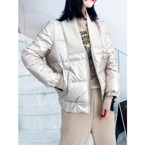 2020 Winter Down Parka Womens Glossy Down cotton Jackets Large Size Winter Warm Thick Parka Loose Coat Winter Women Jacket