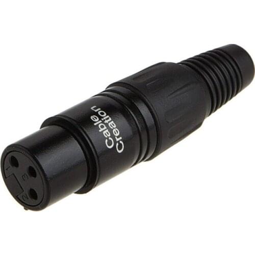 3 Pin XLR Solder Type Microphone Line Female Connector, Black Housing