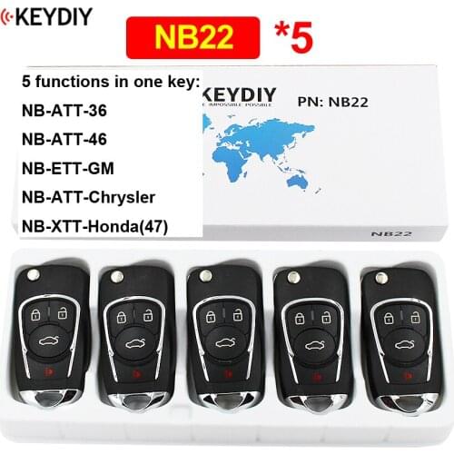 5Pcs/Lot NB22 Multi-functional 3+1/4 Button KD Remote Key NB22-3+1 for KD900 KD900+ URG200 KD-X2 All Functions Chips in One Key