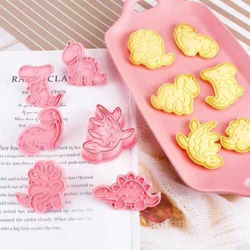 6pcs Dinosaur Cookie Cutters Fondant Cutters DIY Cookie Mould Cake Baking Tools Christmas 3D Fondant Cookie Cutter Set for Kids