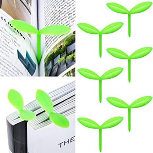 8 Pieces Green Sprout Little Bookmarks Silicone Small Book Clips Leaf Grass Buds Cute Mini Book Mark Decoration Creative Gifts