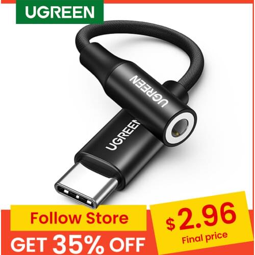 UGREEN Type c to 3.5 jack USB C to 3.5mm Headphone Adapter Audio AUX 3.5 MM Jack Converter for HUAWEI P40 XIAOMI OnePlus 8 PRO