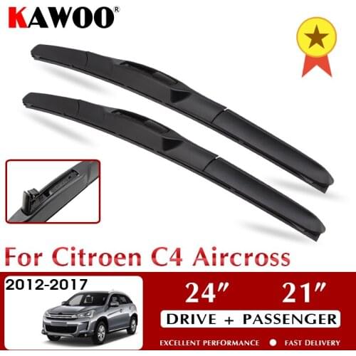 KAWOO Wiper Car Wiper Blades For Citroen C4 Aircross 2012-2017 Windshield Windscreen Front Window Accessories 24"+21"LHD RHD