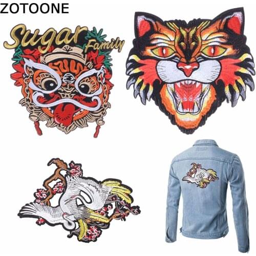 ZOTOONE Tiger Crane Embroidery Large Back Patches for Clothing DIY China Style Craft Design Decorations Iron on Patches Applique