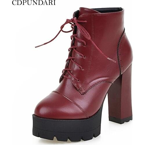CDPUNDARI Ankle boots for women Super High heels Platform boots Ladies shoes woman