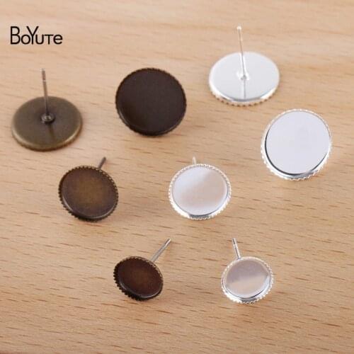 BoYuTe (100 Pieces/Lot) Fit 8MM 10MM 12MM Cabochon Earring Setting Diy Stud Earring Blank Tray Base