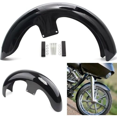 21" Wrap Front Fender Mudguard Vivid Black Steel For Harley Touring Electra Street Road Glide King Baggers FLHT FLHTC FLHR FLHX