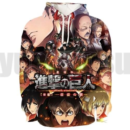 3D Childrens Sweatshirt Anime Hoodie Attack on Titan Season 4 The Final Season Streetwear Velvet Oversized Pullover Men Hip Hop