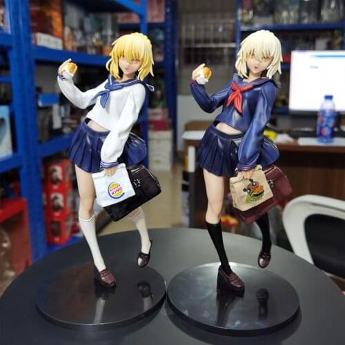 Fate Grand Order School Uniform Ver. Saber Action Figure 1/12 scale painted figure Hamburger Altria Pendragon PVC figure Toy