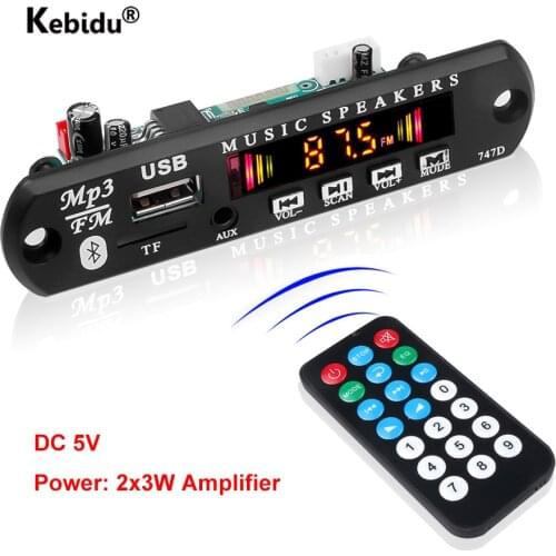 Hands-free 5V 12V Bluetooth 5.0 MP3 Player Decoder Board 6W amplifier Car FM Radio Module Support FM TF USB AUX Recorders