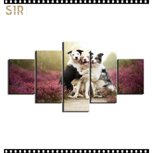 HD 5 Pieces Cute Pet Dog Pictures Posters Wall HD Art Home Decor for Living Room Painting on The Wall Pet Dog Pictures Wall Art
