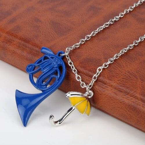HIMYM How I Met Your Mother Umbrella Blue French Horn Pendants Necklace Link Chain Choker Necklace Neckwear