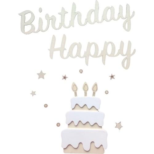INS Wooden Happy Birthday Party Decoration Forest Wood Cake Ornament Background Wall Decor Cake Topper Signs Sticker Photo Props