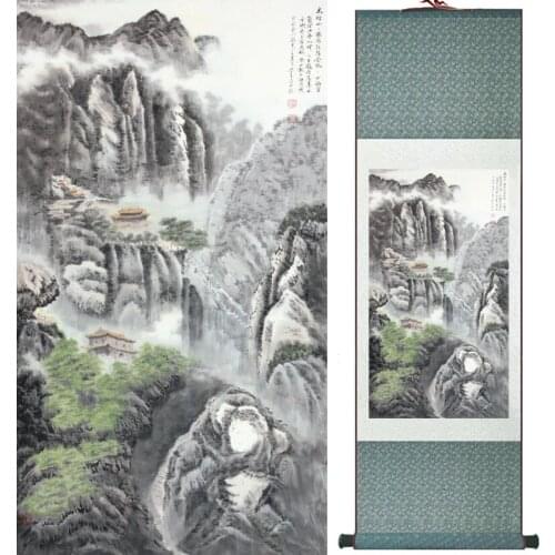 Mountain and river painting Home Office Decoration Chinese scroll painting mountain and River painting LTW2017112601