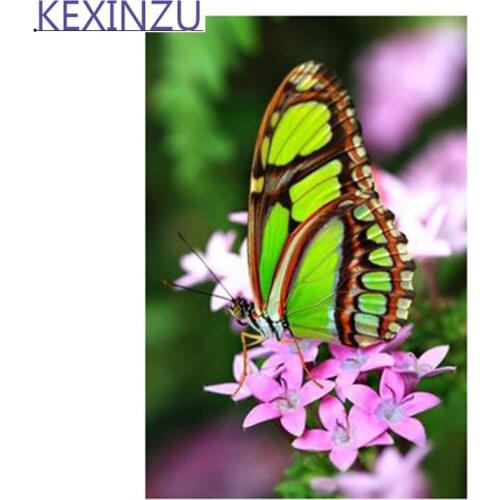 Kexinzu 5D DIY Full Square Round Diamond Painting Cross Stitch Animal Butterfly 3D Diamond Embroidery Mosaic Work Gift 01