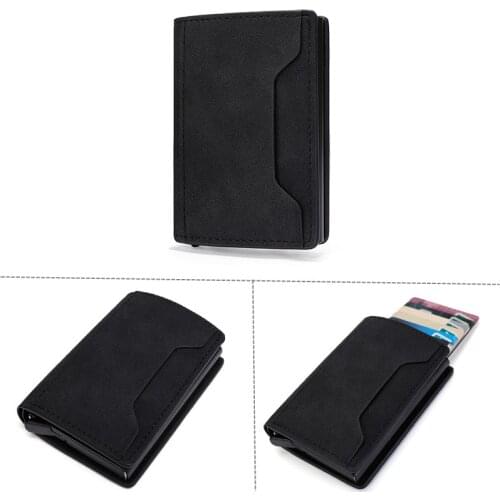 New Automatic Wallet Top Pu Leather Mens Purse Anti-Theft RFID ID Credit Card Holder Banknote Compartment Smart Wallet 5 Colors