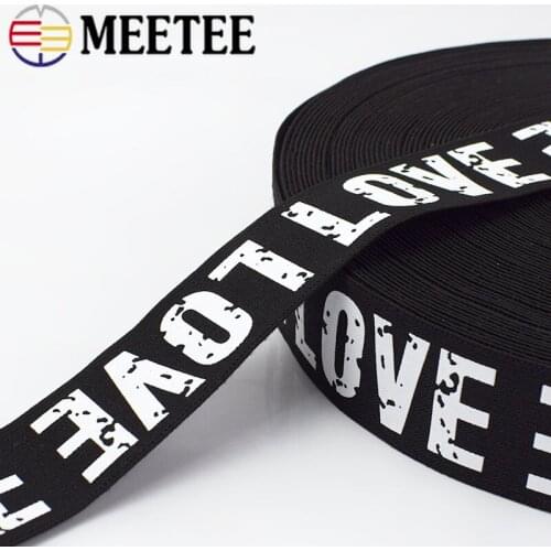Meetee 3M30/40MM Letter Elastic Bands Printing Love Pants Belt Rubber Tape Garment Backpack DIY Sewing Accessories AP601