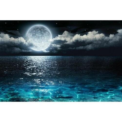Moon At Night Clouds Sea Dark Landscape ART SILK POSTER Decorative Wall painting 24x36inch