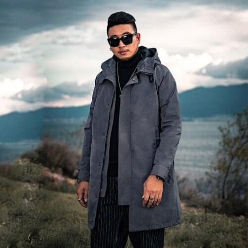 Mens Large Size XXL-6XL 7XL Winter Loose Jacket Hooded Windbreaker Mens Long Black Jacket