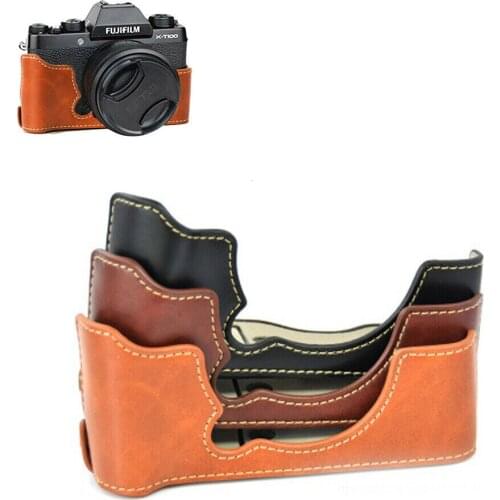 Bottom Leather Opening Version Protective Half Body Camera Case Bag Cover For Fuji Fujifilm X-T100 XT100 New