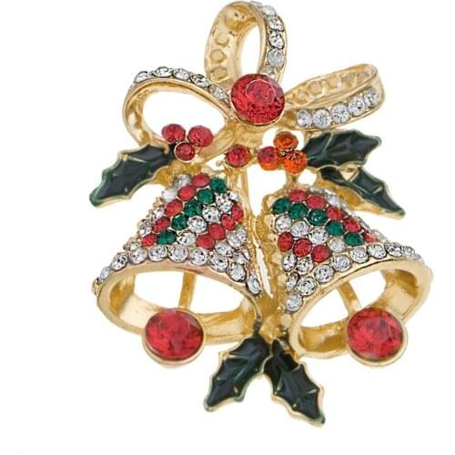 Latest Model Christmas Brooch Bells Vintage Novelty Xmas Ornaments Womans Brooch Alloy Fashion Christmas Present