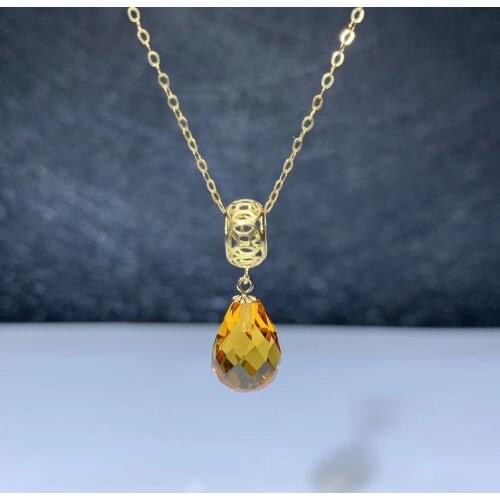 Shilovem 18k yellow gold citrine pendants fine Jewelry women party new classic plant gift none necklace 8*11mm mymz0811992j
