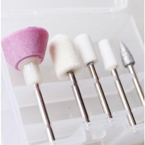 5pcs/ Set Polishing Machine Nail Tool Wool / Metal / Ceramic Nail Drill Bit Universal Polish Tool Nail Drill Bits