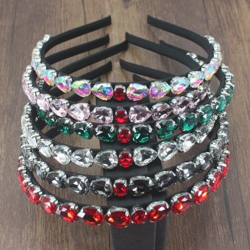 Luxury 6 colors water drop crystal hairband sparkling rhinestone baroque silver hair band fashion female hair accessories