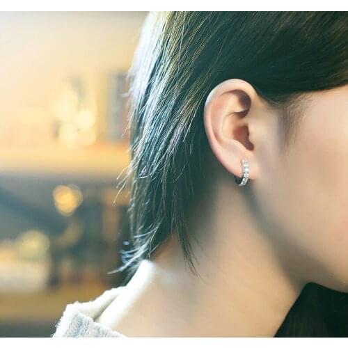 S925 sterling silver jewelry with rhinestone zircon personality small simple ear bones wild earrings for female birthday gifts